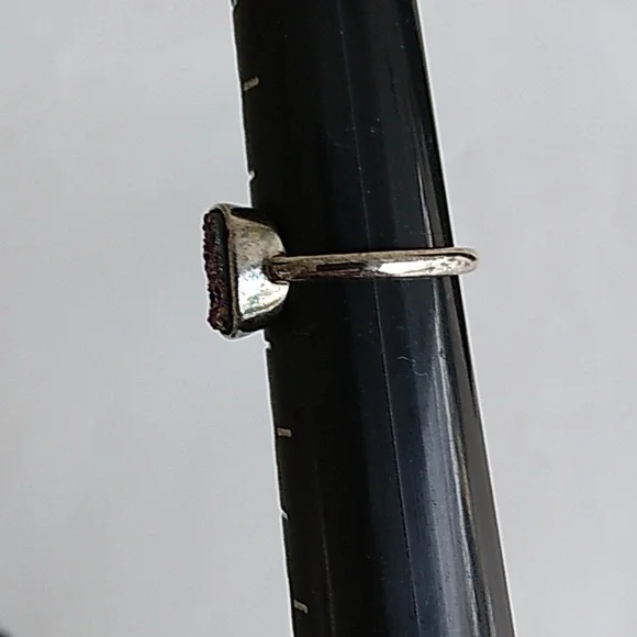 STERLING PURPLE DRUZY QUARTZ RING SIZE 7 - Picture 5 of 7